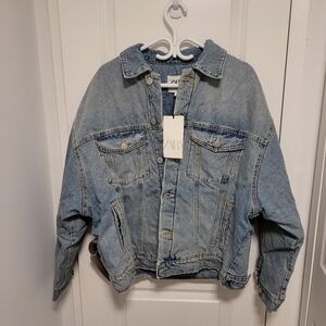 Zara Mens Light Blue Denim Trucker Jacket